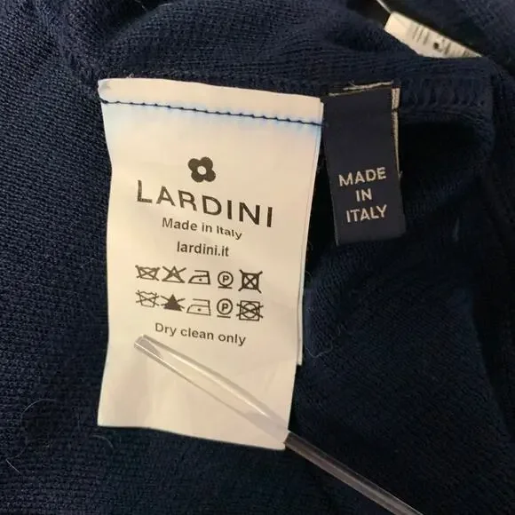 LARDINI Chest Size 44 Navy Heather Cotton Notch Lapel Sport Coat